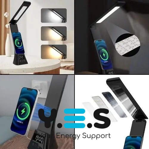 LED настільна смарт-лампа BDA-2088/TYV-2088, квадратна, з бездротовою та дротовою зарядкою