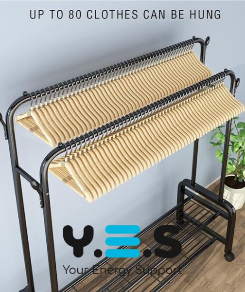 Мобільна металева вішалка-стійка для одягу YP-610 з полицею для гардеробу