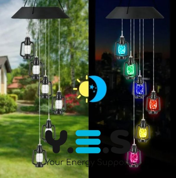 Садовий підвісний декоративний LED ліхтар на сонячній батареї, різнокольоровий