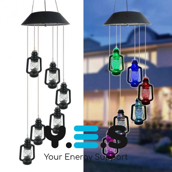 Садовий підвісний декоративний LED ліхтар на сонячній батареї, різнокольоровий