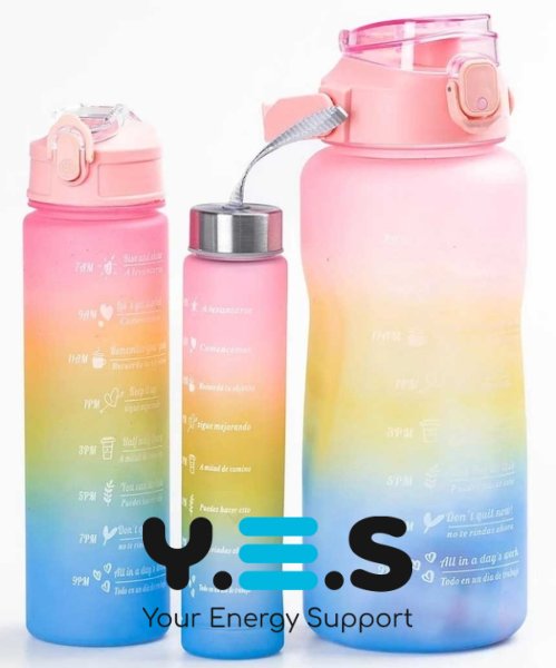 Набір багаторазових пляшок для води 300/900/2000 мл, 3 шт, харчовий пластик