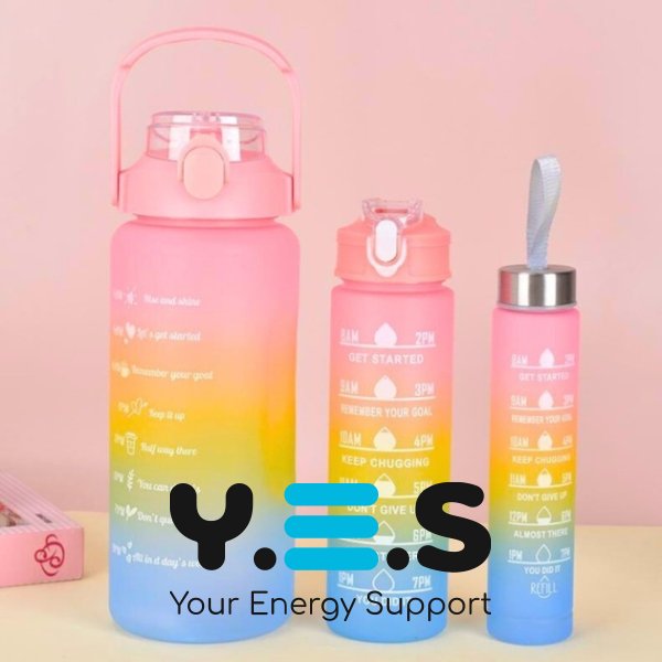 Набір багаторазових пляшок для води 300/900/2000 мл, 3 шт, харчовий пластик