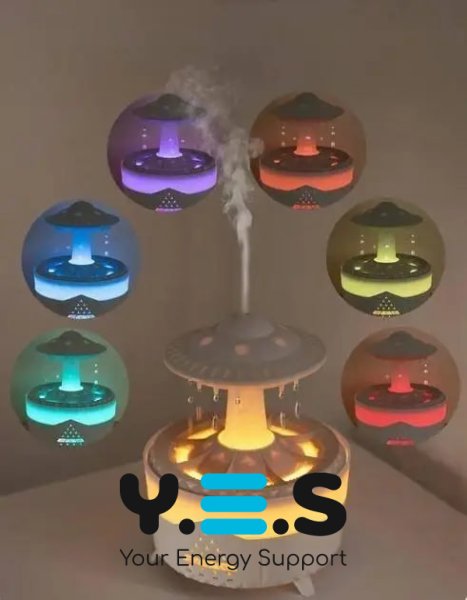 Ультразвуковий зволожувач повітря UFO Raindrop «Гриб» з дощовою лампою