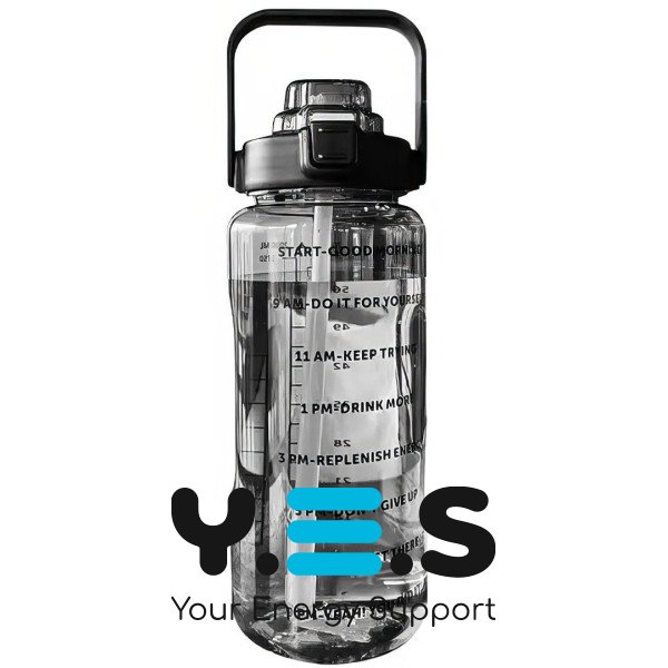 Пляшка для води 2 л з соломинкою та ручкою, пластикова