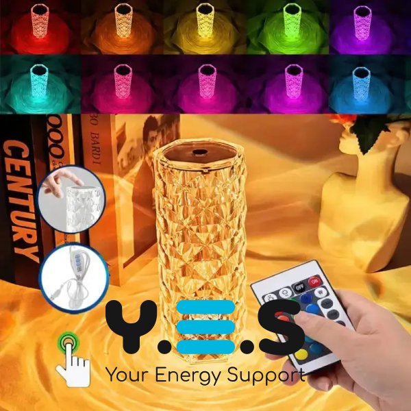 Настільна акумуляторна лампа-нічник Rose Diamond «Роза» RGB з пультом і підсвіткою