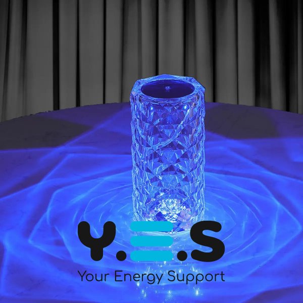 Настільна акумуляторна лампа-нічник Rose Diamond «Роза» RGB з пультом і підсвіткою