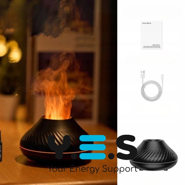 Аромадифузор ефірних олій 130 мл зволожувач повітря з RGB-підсвічуванням і ефектом полум’я