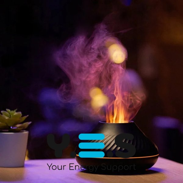 Аромадифузор ефірних олій 130 мл зволожувач повітря з RGB-підсвічуванням і ефектом полум’я