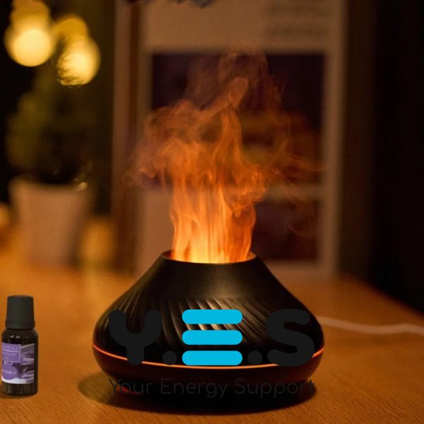 Аромадифузор ефірних олій 130 мл зволожувач повітря з RGB-підсвічуванням і ефектом полум’я