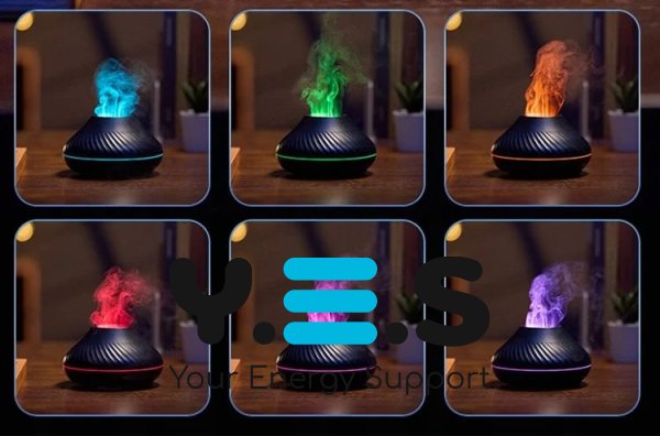 Аромадифузор ефірних олій 130 мл зволожувач повітря з RGB-підсвічуванням і ефектом полум’я
