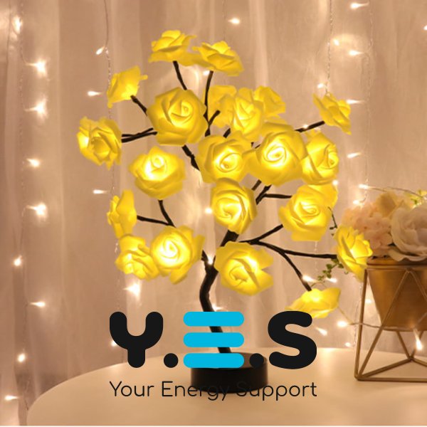 Декоративний LED-світильник «Дерево з трояндами», 33 см