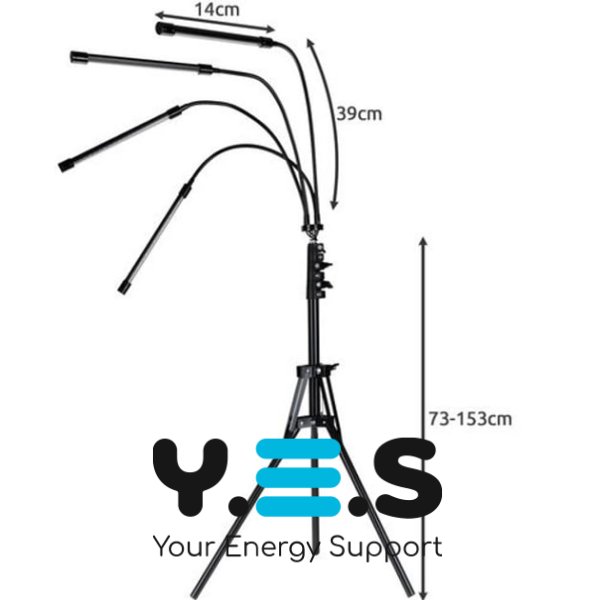 Світлодіодна фітолампа LED на штативі для росту рослин і розсади, 4 лінії освітлення