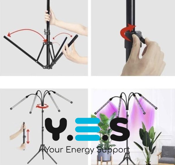 Світлодіодна фітолампа LED на штативі для росту рослин і розсади, 4 лінії освітлення