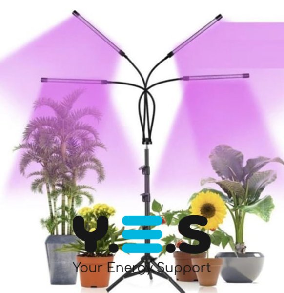 Світлодіодна фітолампа LED на штативі для росту рослин і розсади, 4 лінії освітлення
