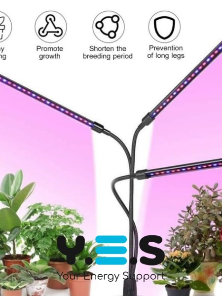 Фітолампа для рослин 3 лампи — гнучкий LED-фітосвітильник на прищіпці для розсади й кімнатних рослин