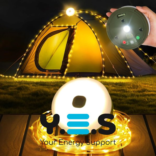 Кемпінговий підвісний ліхтар з гірляндою 20 м, USB, акумуляторний