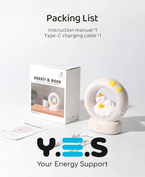 Чарівний дитячий настільний нічник «Котик з місяцем» для дому