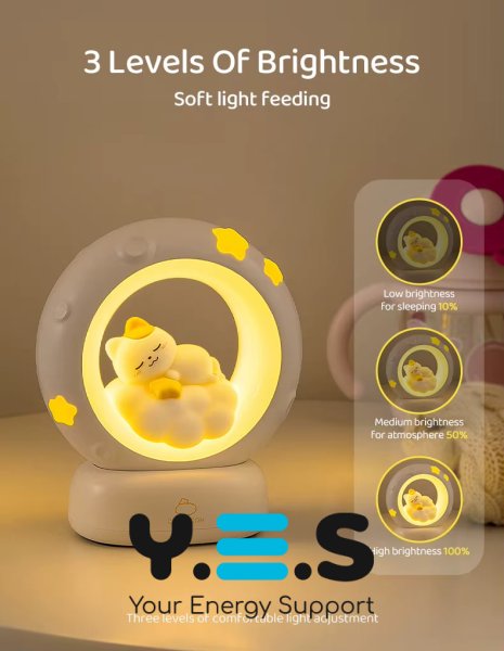 Чарівний дитячий настільний нічник «Котик з місяцем» для дому