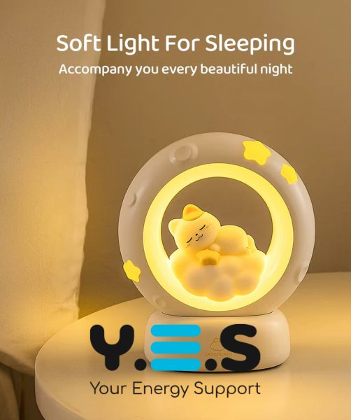 Чарівний дитячий настільний нічник «Котик з місяцем» для дому