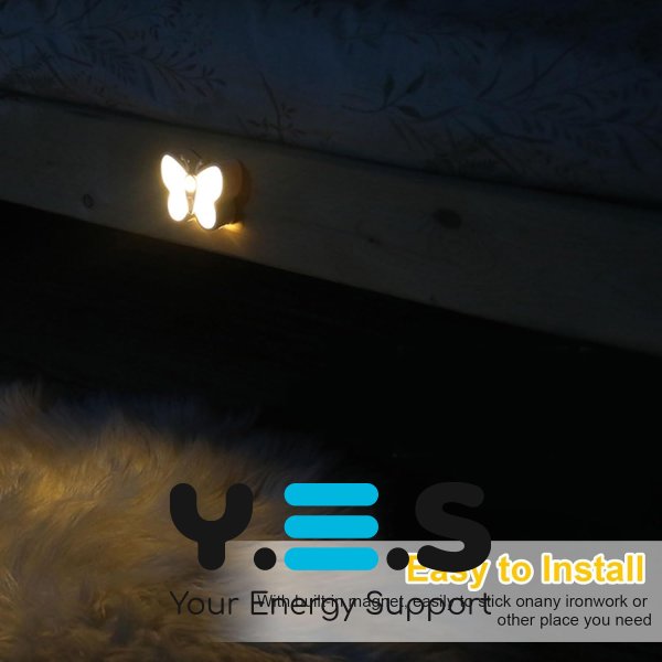 Світлодіодний нічник «Бабочка» з датчиком руху, перезаряджуваний, для декору кімнати