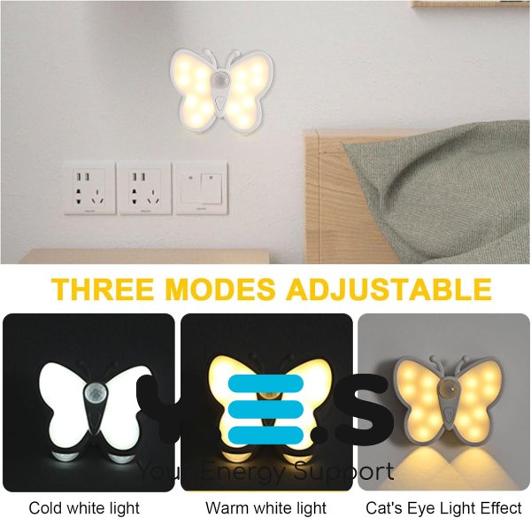 Світлодіодний нічник «Бабочка» з датчиком руху, перезаряджуваний, для декору кімнати