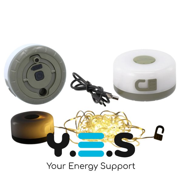 Кемпінговий підвісний ліхтар з гірляндою 20 м, USB-зарядка та акумулятор