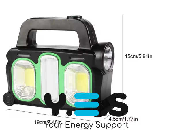 Аварійний ручний акумуляторний ліхтар Hurry-bolt HB-6169 з сонячною панеллю, переносний