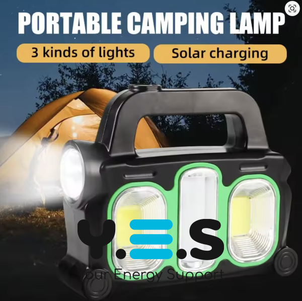 Аварійний ручний акумуляторний ліхтар Hurry-bolt HB-6169 з сонячною панеллю, переносний