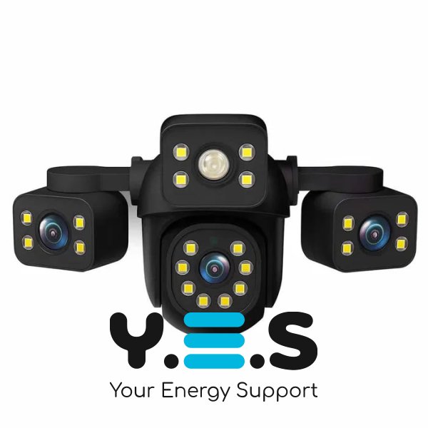 Вулична Wi‑Fi IP‑камера відеоспостереження 12MP HD, 3 об’єктиви (потрійна) з боковими лінзами