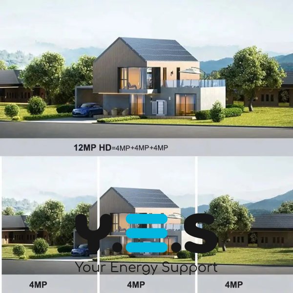 Вулична Wi‑Fi IP‑камера відеоспостереження 12MP HD, 3 об’єктиви (потрійна) з боковими лінзами