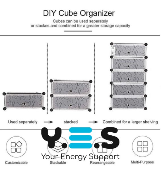 Збірна пластикова шафа-органайзер для дому 37×37×90 см, модульна шафа для взуття