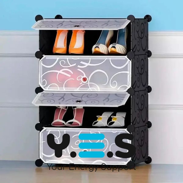 Компактна пластикова шафа-органайзер для взуття 37×37×73 см
