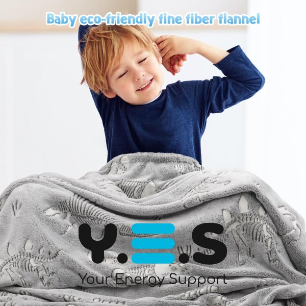 Світний у темряві флісовий плед «Динозаври» 100×150 см