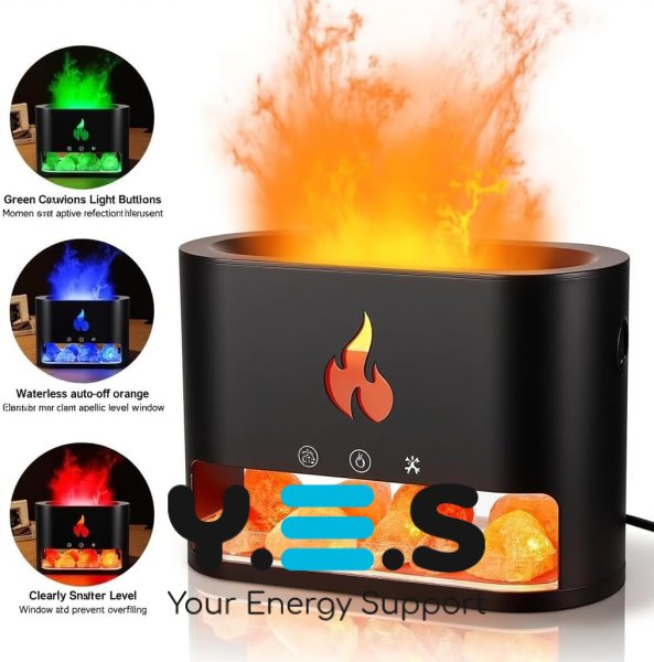 Лампа-аромадифузор Docsal Flame 3в1: LED-підсвічування та зволожувач повітря