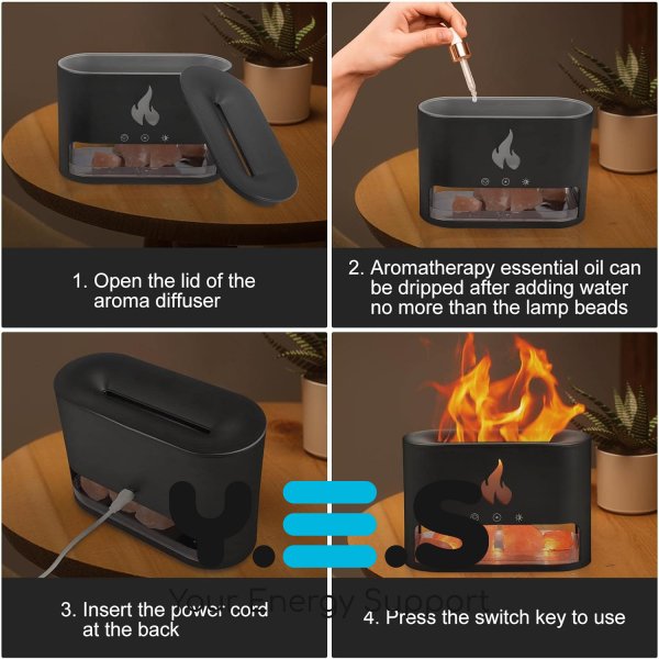 Лампа-аромадифузор Docsal Flame 3в1: LED-підсвічування та зволожувач повітря