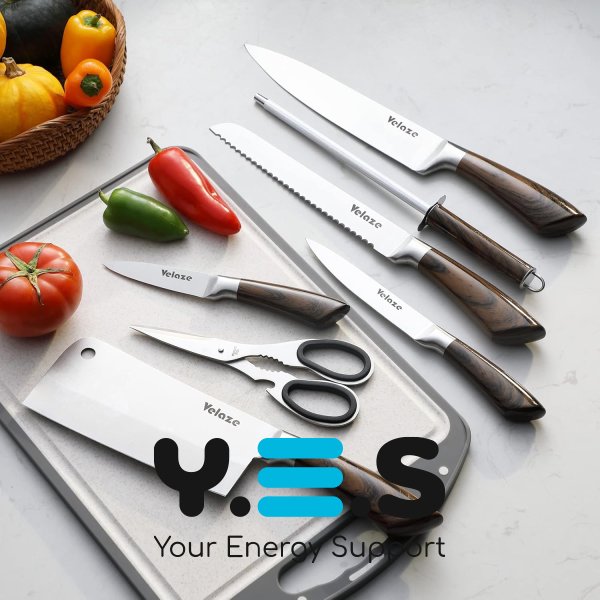 Набір кухонних ножів Unique UN-1833, 9 шт., нержавіюча сталь, на підставці