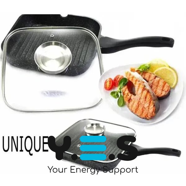 Сковорода-гриль UNIQUE UN-4012 28 см, прямокутна, гранітне покриття, для готування без жиру