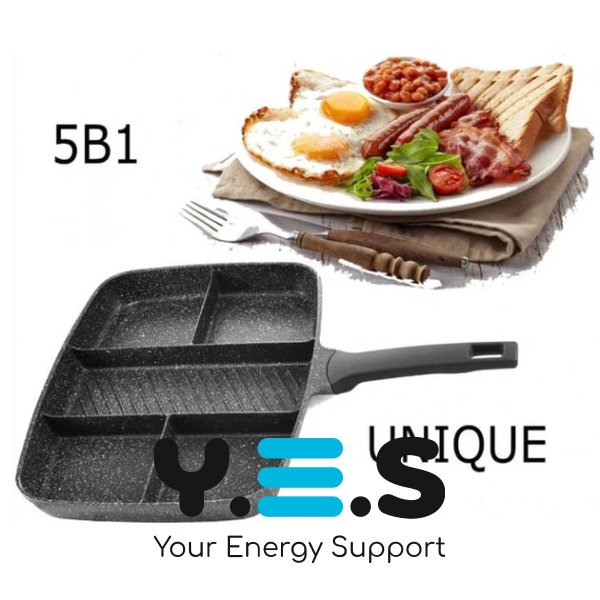 Прямокутна сковорода UNIQUE UN-4021 5-в-1 з 5 секціями, 38×31 см