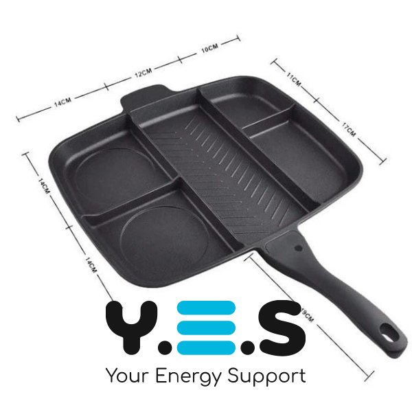 Прямокутна сковорода UNIQUE UN-4021 5-в-1 з 5 секціями, 38×31 см