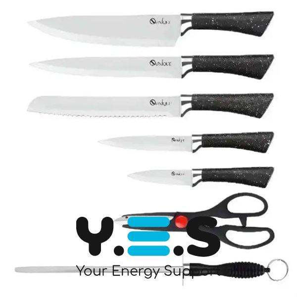 Кухонний набір ножів UNIQUE UN-1837, чорний комплект ножів для кухні