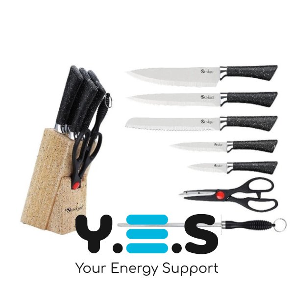 Кухонний набір ножів UNIQUE UN-1837, чорний комплект ножів для кухні