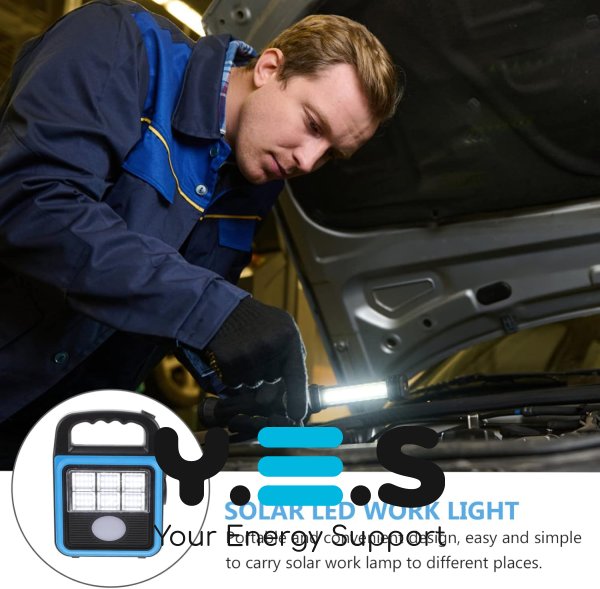 Світлодіодний кемпінговий ліхтар-прожектор HS-8020D USB із сонячною панеллю та павербанком