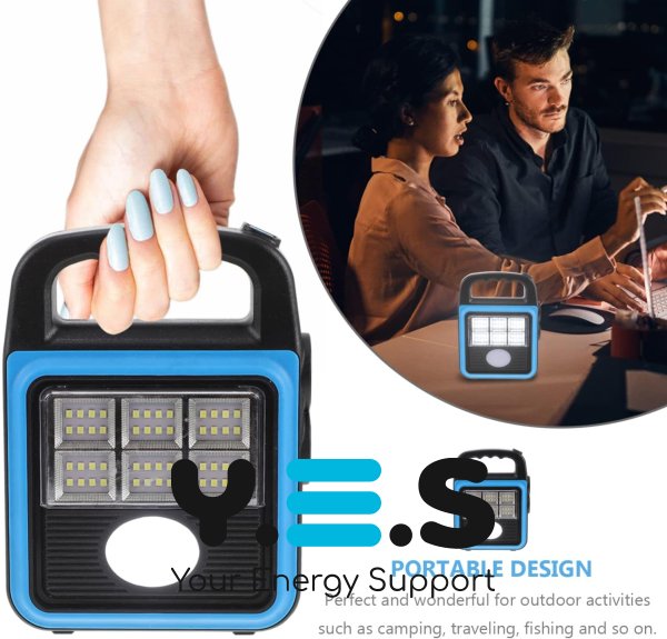 Світлодіодний кемпінговий ліхтар-прожектор HS-8020D USB із сонячною панеллю та павербанком