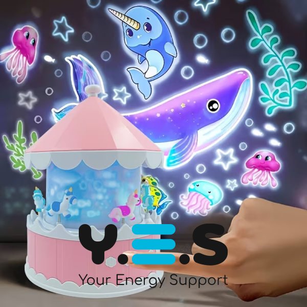 Нічник‑проєктор LED від USB «Карусель» з пультом, 21 слайд, змінні дитячі проєкції