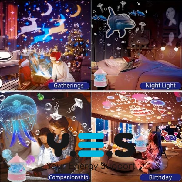 Нічник‑проєктор LED від USB «Карусель» з пультом, 21 слайд, змінні дитячі проєкції