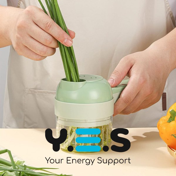 Електричний ручний різак-подрібнювач овочів 4-в-1 Food Chopper Catling