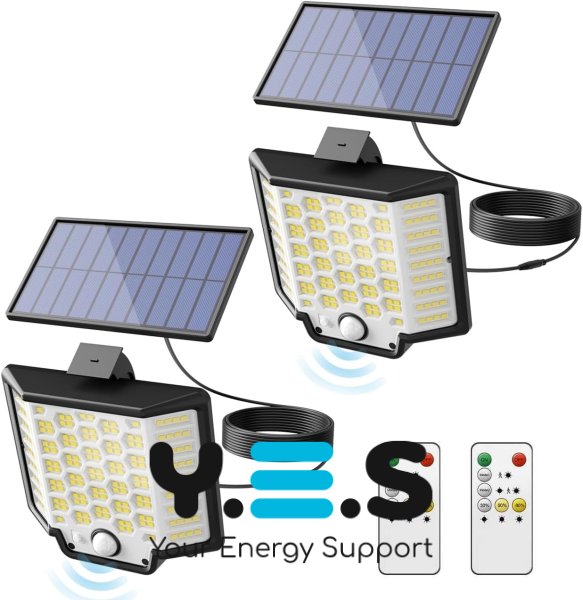 Настінний вуличний LED-прожектор YT-66 із сонячною панеллю, датчиком руху та пультом