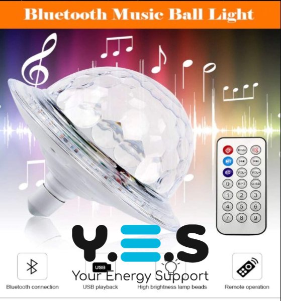 Світлодіодна обертова лампа RD-7202 з Bluetooth: диско-куля з динаміком у патрон для вечірок
