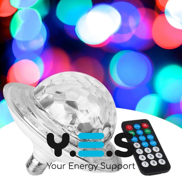 Світлодіодна обертова лампа RD-7202 з Bluetooth: диско-куля з динаміком у патрон для вечірок