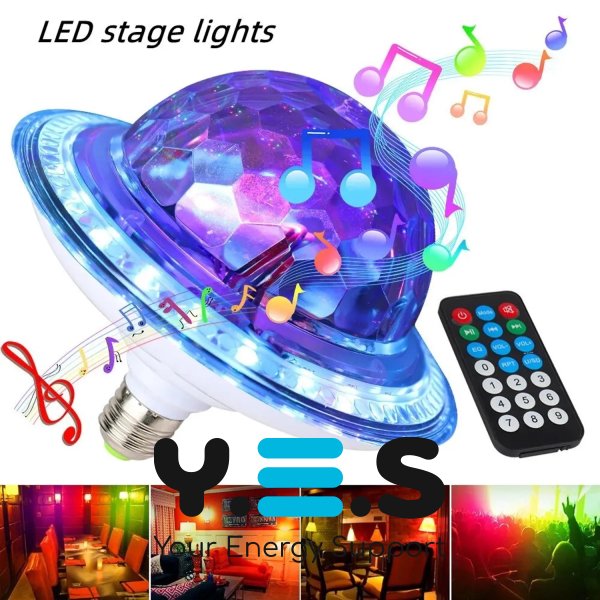 Світлодіодна обертова лампа RD-7202 з Bluetooth: диско-куля з динаміком у патрон для вечірок